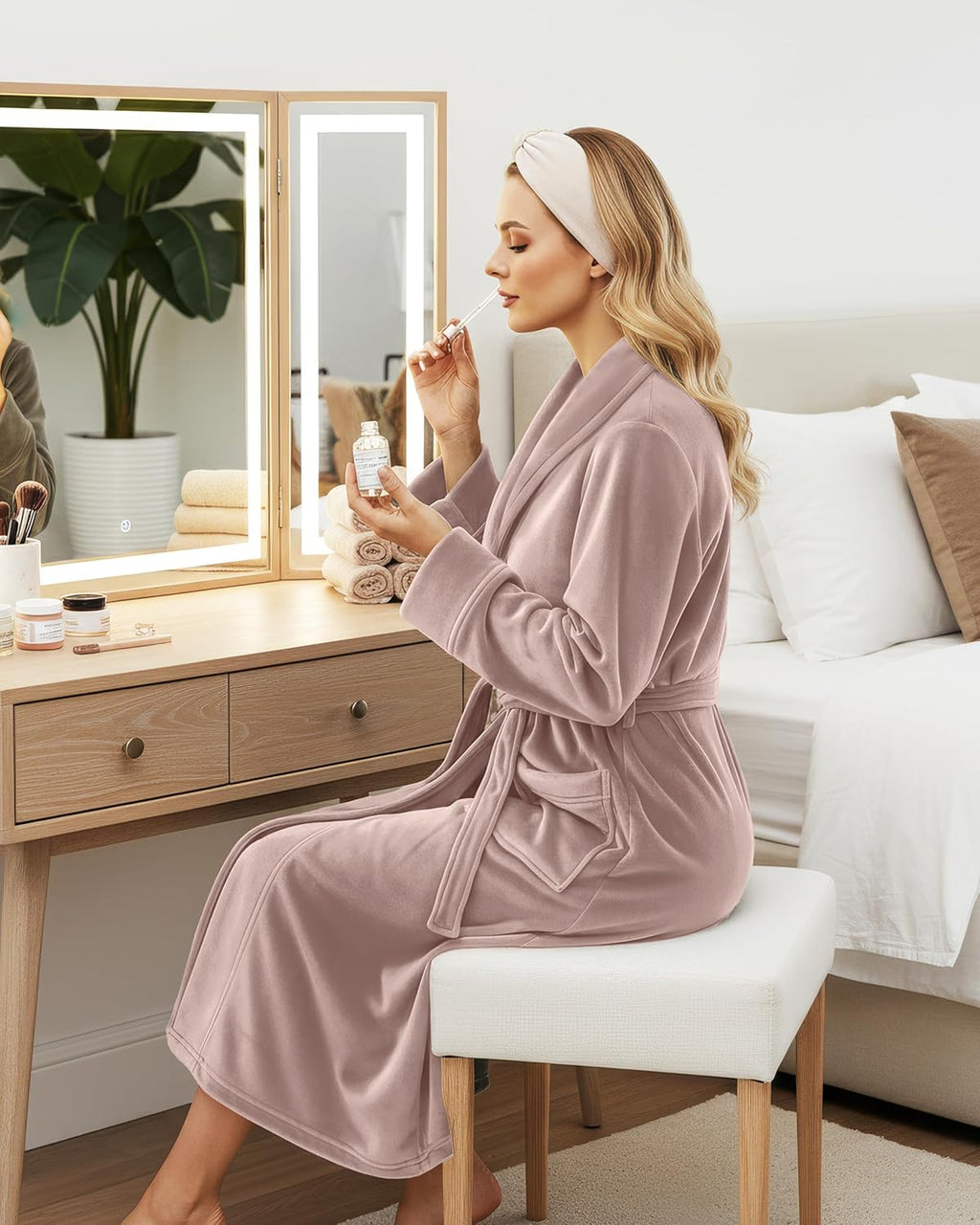 Premium Plush Fleece Robes for Women Fluffy Soft Long Bathrobe