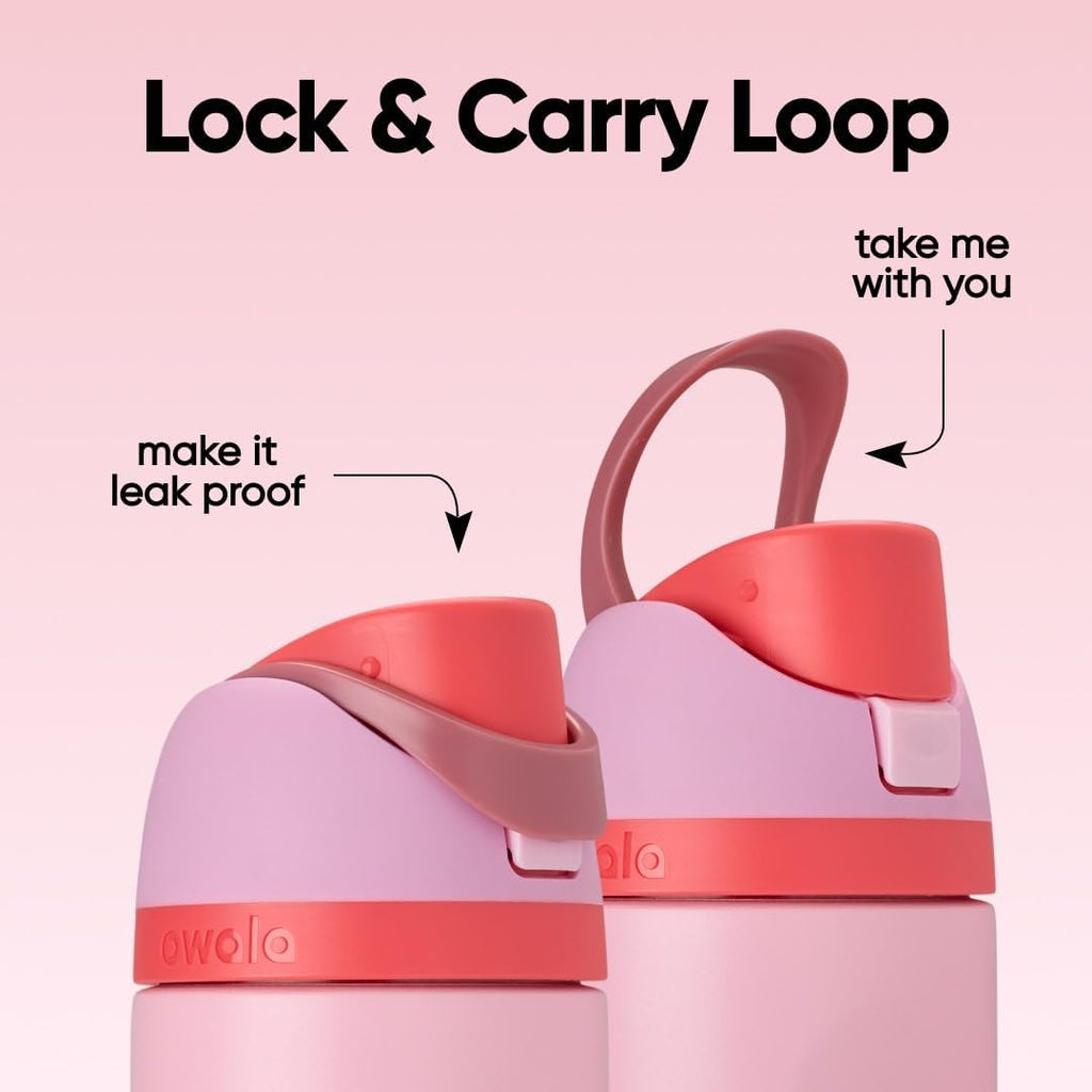 Owala Freesip Insulated Stainless Steel Water Bottle with Straw for Sports and Travel, Bpa-Free Sports Water Bottle, 24 Oz, Pink, Angel Food Cake