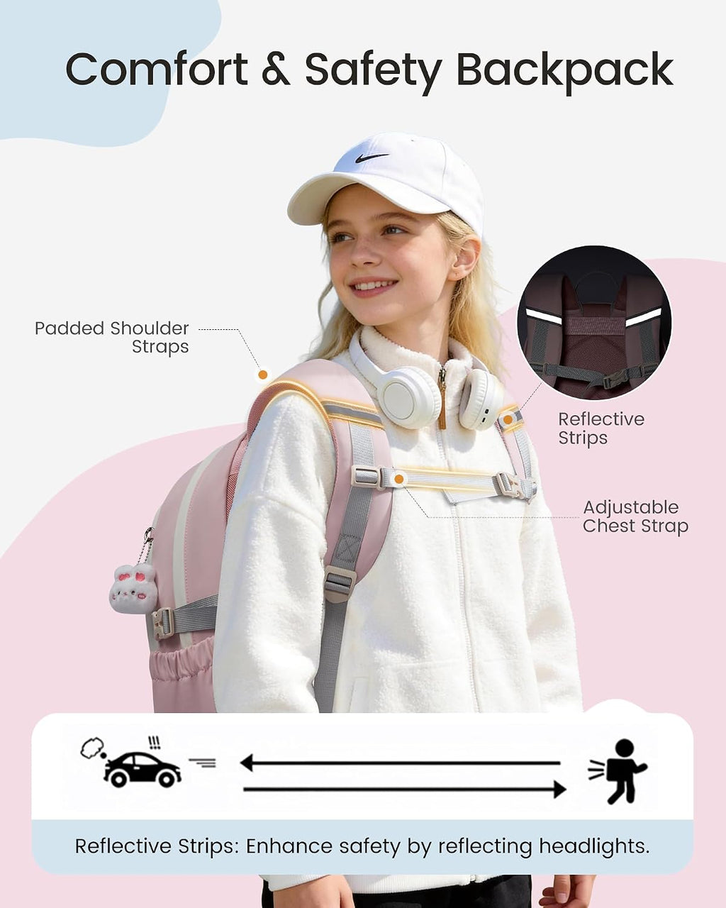 Cute School Backpack for Teen Girls & Kids, 15.6" Laptop Backpack | Lightweight Waterproof Bookbag for Girls 8-16 with Pins & Charm, Back to School Gifts for Elementary Middle School Students