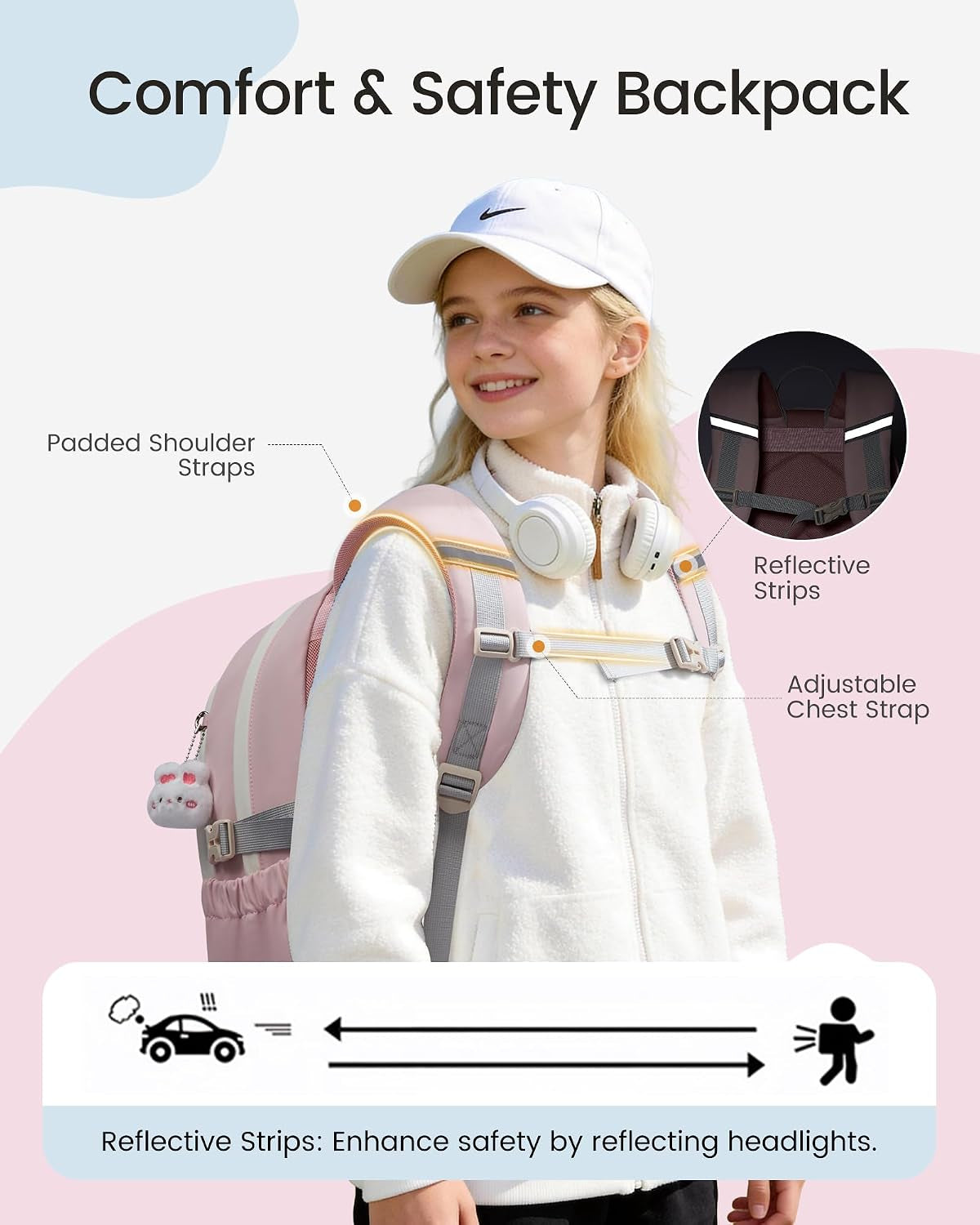 Cute School Backpack for Teen Girls & Kids, 15.6" Laptop Backpack | Lightweight Waterproof Bookbag for Girls 8-16 with Pins & Charm, Back to School Gifts for Elementary Middle School Students