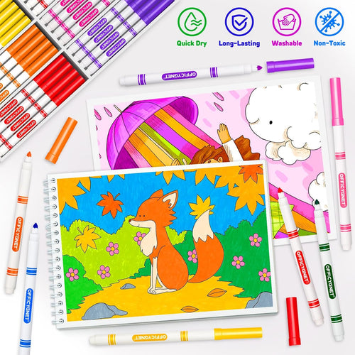 160 Count Washable Markers Bulk, 10 Assorted Colors, Conical Tip with Fine & Broad Line Coloring Marker for Kids, Markers Bulk for Classroom, School Art Supplies, Back to School Essentials