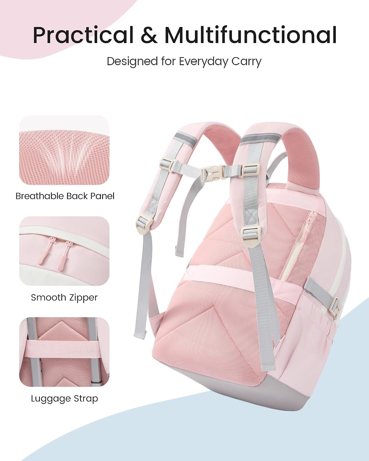 Cute School Backpack for Teen Girls & Kids, 15.6" Laptop Backpack | Lightweight Waterproof Bookbag for Girls 8-16 with Pins & Charm, Back to School Gifts for Elementary Middle School Students