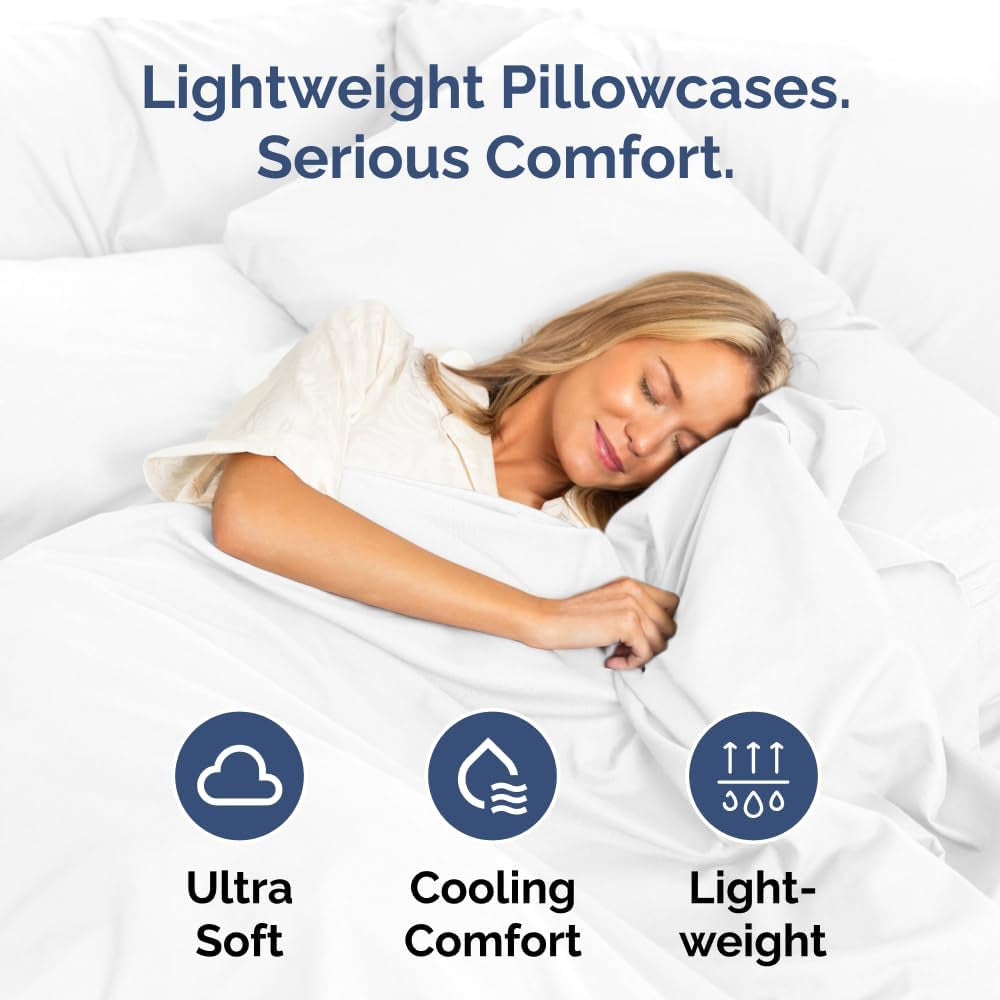 Queen Pillow Cases Set of 10 - Ultra Soft Cozy Pillowcase Covers - White | Hotel Quality, Comfortable Bedding for Women, Men, Kids & Teens, Machine Washable Pillow Protectors, 10 Piece Set, Queen Size