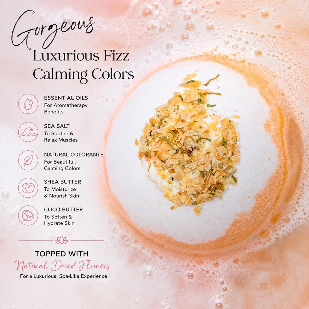 12 Inspire Bath Bombs for Women & Girls – Flower Topped Bath Bombs Girls, Fun Bathbombs Set, Organic Bath Fizzers, Luxury Gift for Mothers Day, Birthday, Christmas, Easter or Self Care
