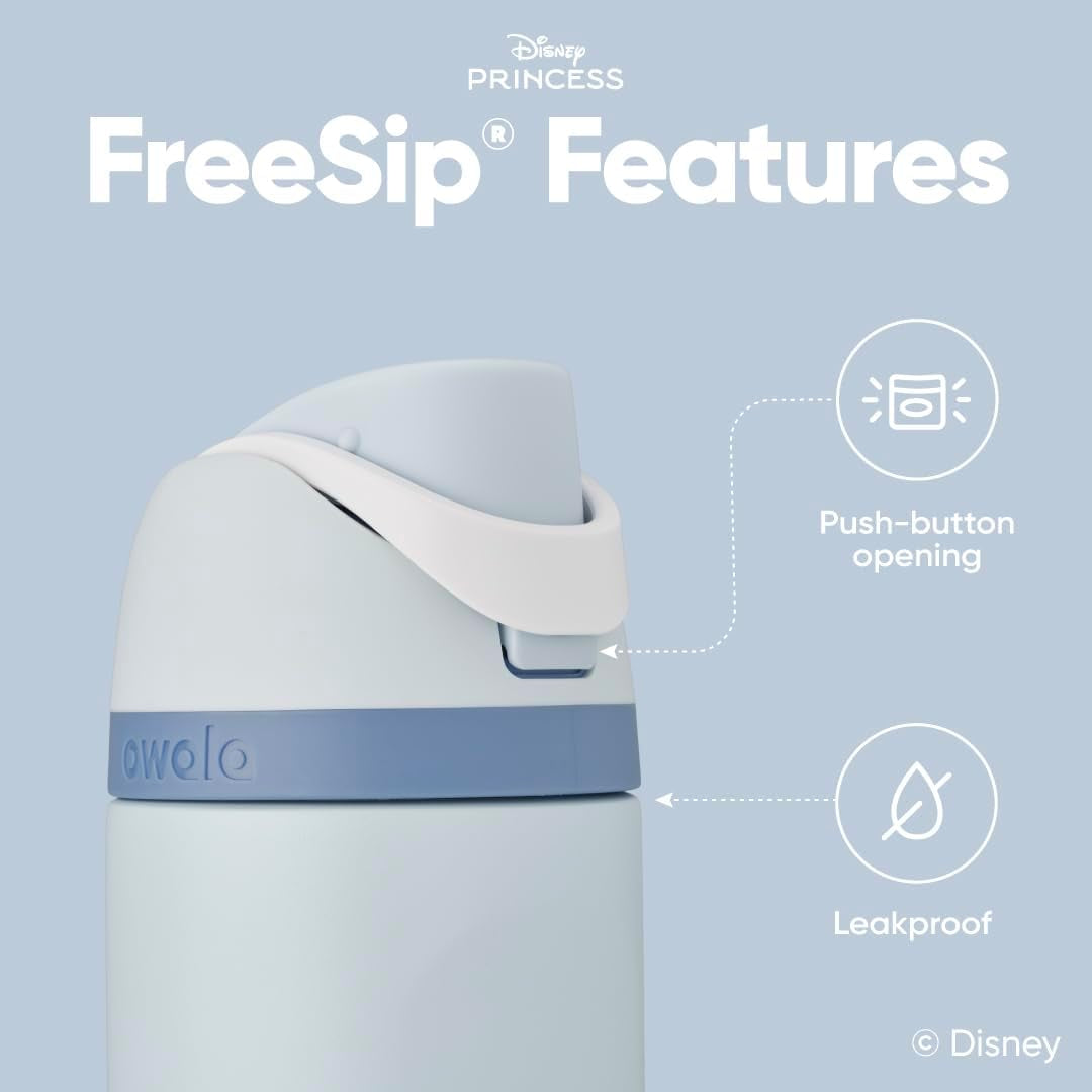 Owala Disney Princess Freesip Insulated Stainless Steel Water Bottle with Straw for Sports and Travel, Bpa-Free Sports Water Bottle, 24 Oz, Cinderella
