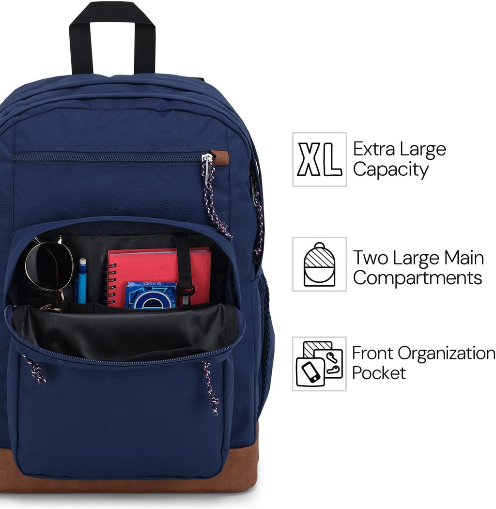 Cool Backpack, with 15-Inch Laptop Sleeve - Large Computer Bag Rucksack with 2 Compartments, Ergonomic Straps, Black