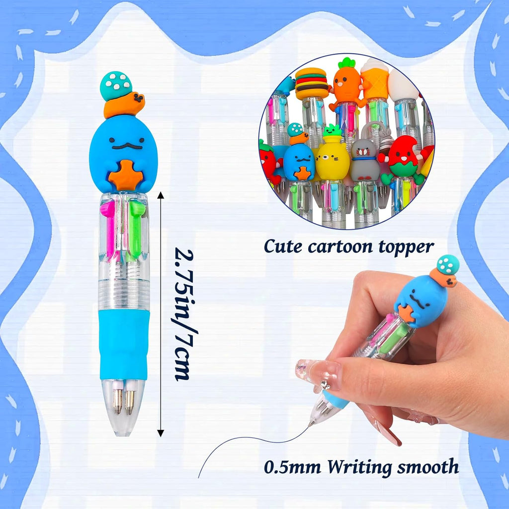 20Pcs Mini Multicolor Pens in One 4-In-1 Cute Pens Bulk for Kids, Fun Kawaii Ballpoint Pens for Birthdays and Children'S Party Favors Gifts Teacher School Supplies