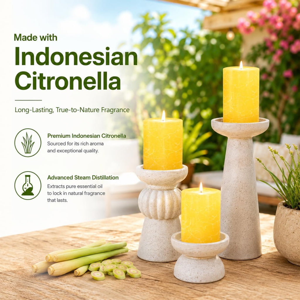 Citronella Candles Outdoor - Large Citronella Pillar Candles for Patio, 2X4 Inch, Burns up to 320 Hours, Soy Wax Candles,Backyard, Garden, Porch, Deck, Aromatherapy Candles