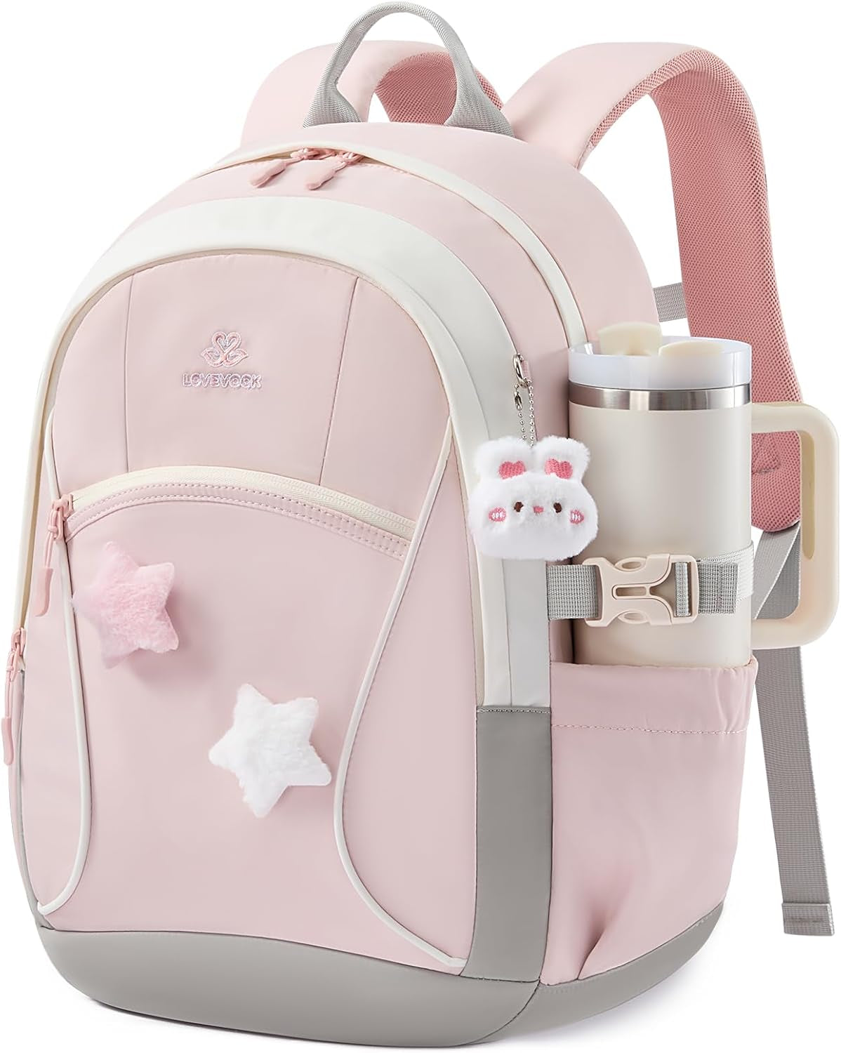 Cute School Backpack for Teen Girls & Kids, 15.6" Laptop Backpack | Lightweight Waterproof Bookbag for Girls 8-16 with Pins & Charm, Back to School Gifts for Elementary Middle School Students