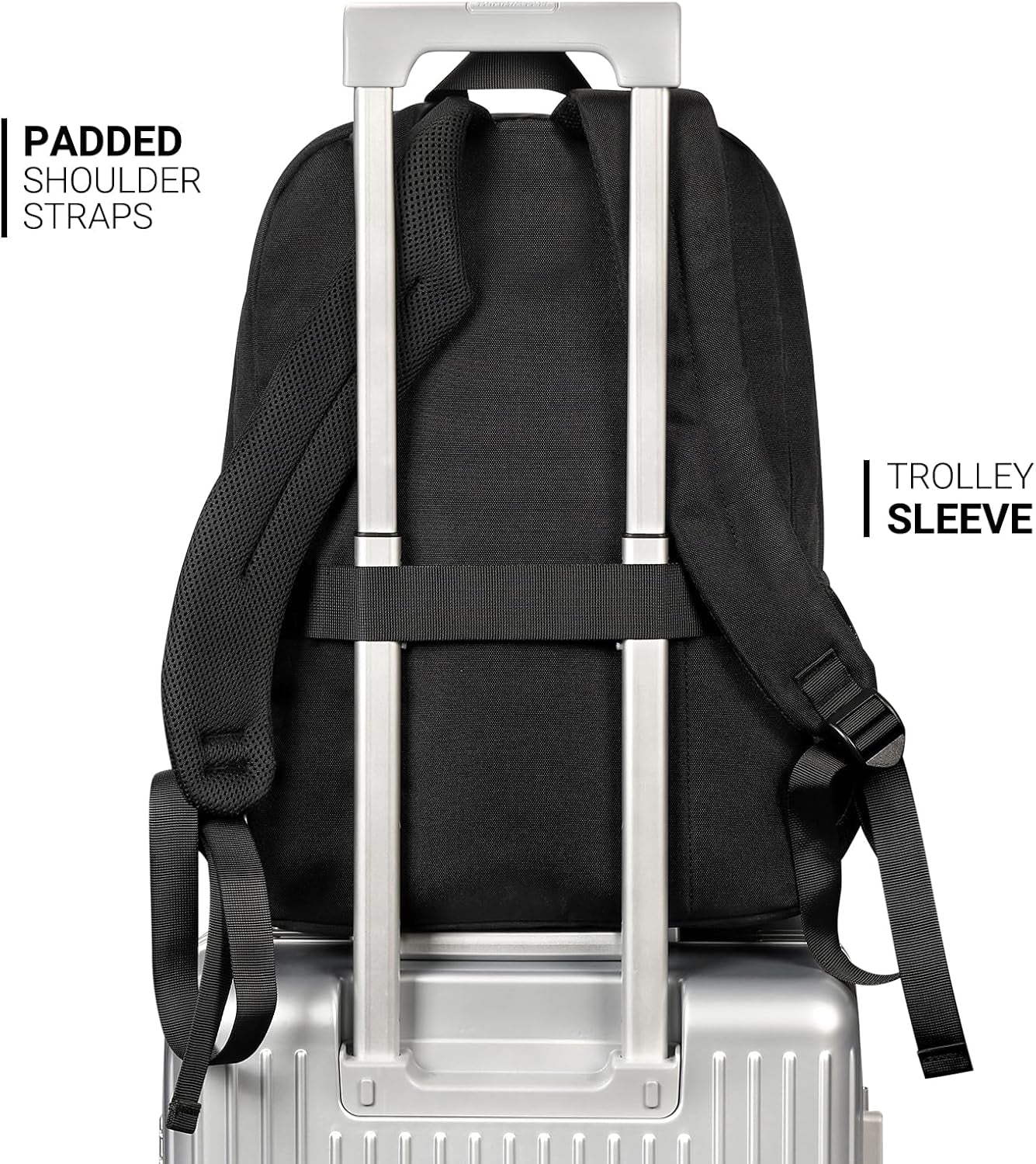 26L Black Backpack for College, and Travel: Water Resistant Bookbag