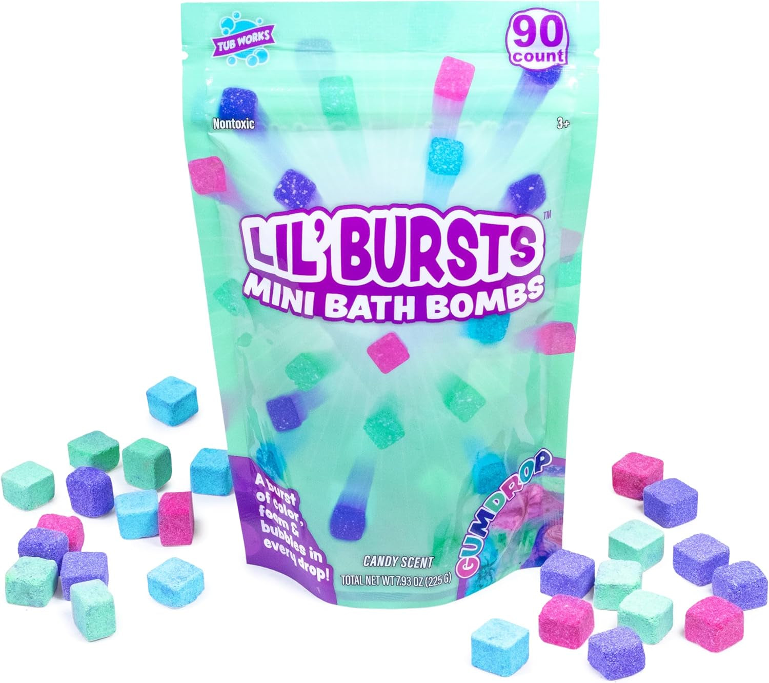 ® Lil' Bursts™ Mini Bath Bombs for Kids, 90 Count, Gumdrop | Nontoxic | Tiny Kids Bath Bombs with a Burst of Color, Foam & Bubbles | Customize Kids Bath with Fun Bath Colors | Create Tub Art