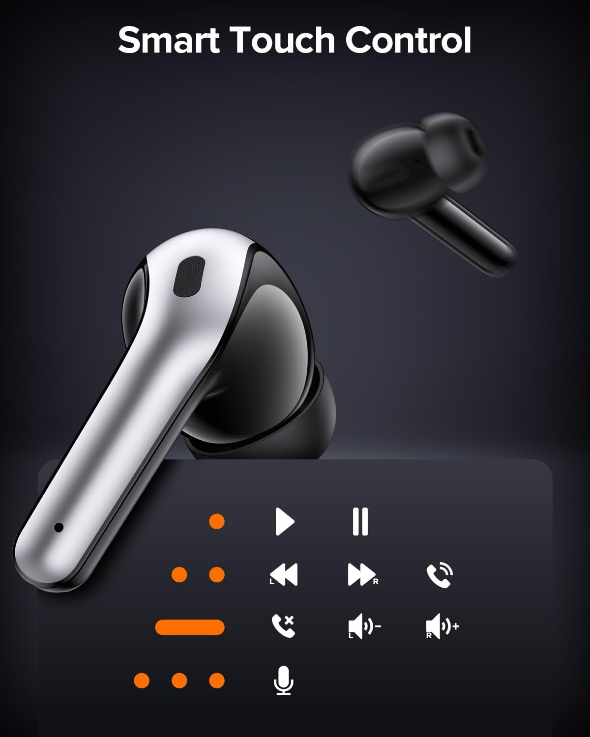 Bluetooth Headphones True Wireless Earbuds 60H Playback LED Power Display Earphones with Wireless Charging Case IPX5 Waterproof In-Ear Ear Buds with Mic for TV Smart Phone Laptop Computer Sports
