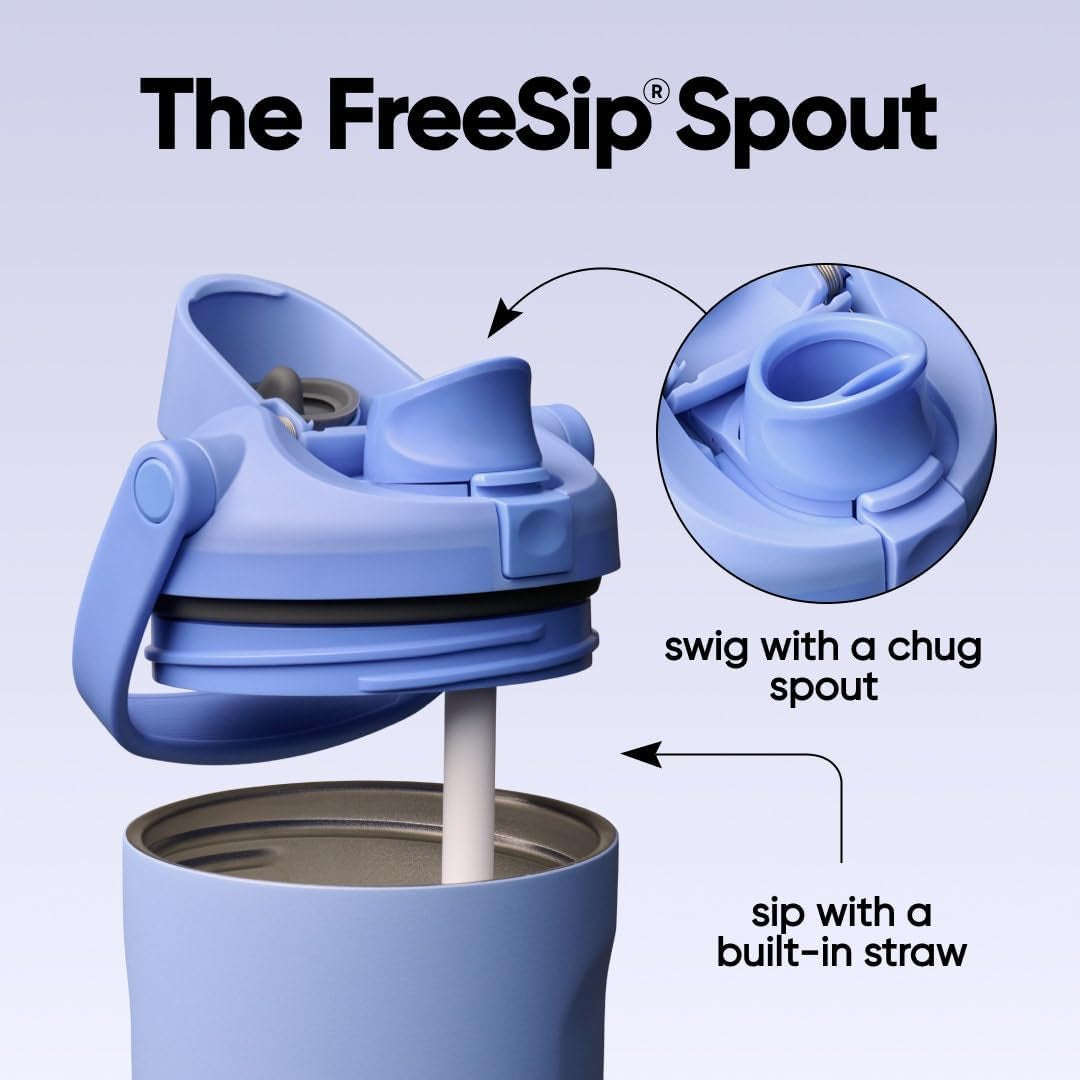 Owala Freesip Sway Insulated Stainless Steel Water Bottle with Two-Way Spout, Built-In Straw and Bucket Handle, Made for Travel, School, and Sports, 30Oz, BPA Free, Leak Proof, Out of the Blue