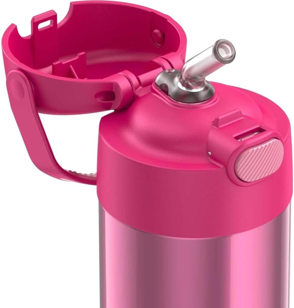 FUNTAINER Water Bottle with Straw, 12Oz, Pink