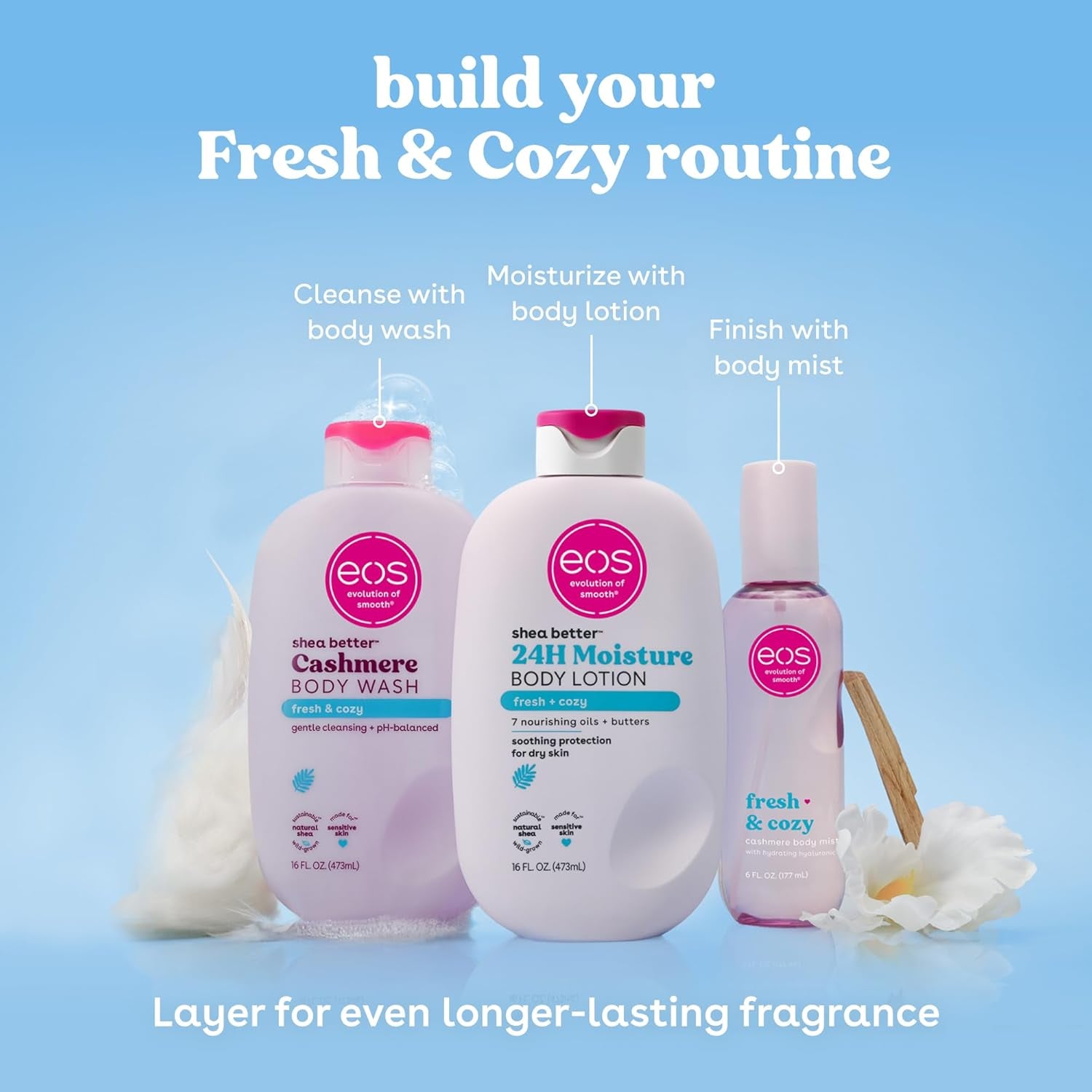 Cashmere Body Mist, Fresh & Cozy, Body Spray for Women, Hair Mist, Moisturizing, Hyaluronic Acid, Glycerin, Vegan, Cruelty-Free, 6 Fl Oz