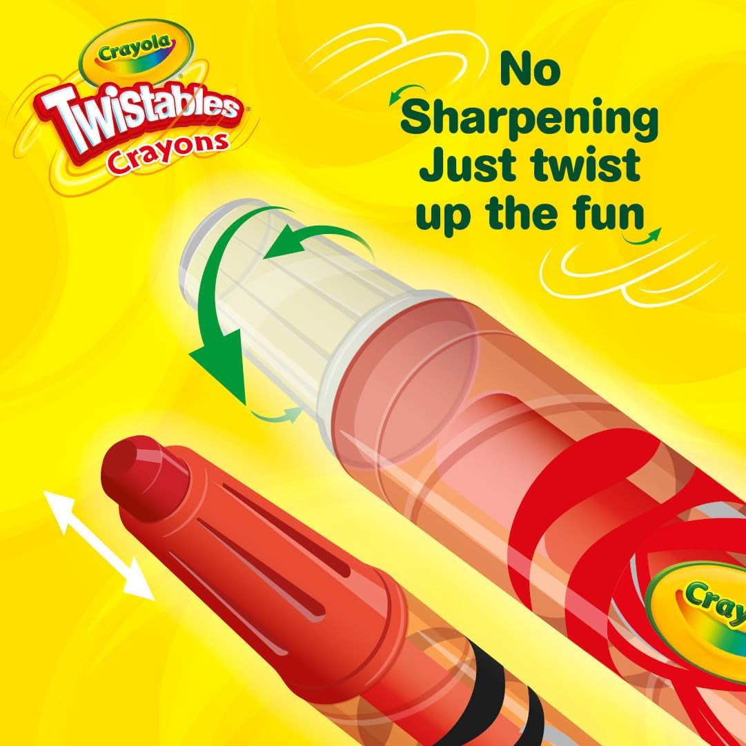 Mini Twistables Crayons for Kids (50Ct), Cute Back to School Supplies for Kids, Crayons for Coloring Books, Gift for Toddlers Girls & Boys, Arts & Crafts, 3+