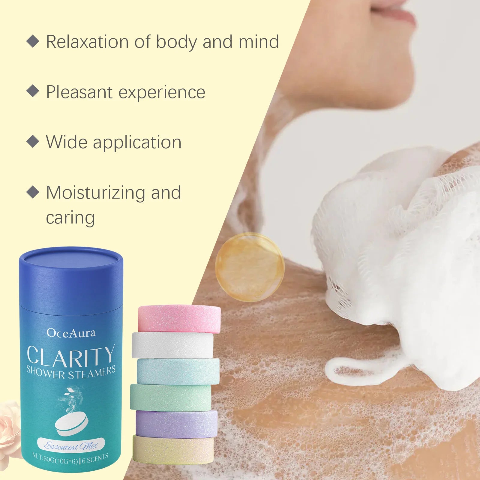 Shower Steamers Aromatherapy Long Lasting Lavender Rose Fragrance Relaxing Mind Body Soothing Shower Steamers Tablets