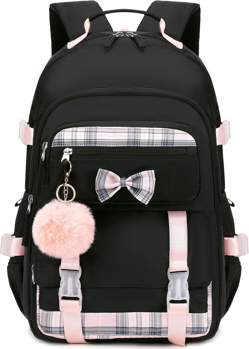 Cute School Backpack for Girls Backpack for School Bag Bookbag Set with Lunch Box Teen Girl Backpacks for Girls Teens (Black)
