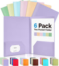 6Pack Folders with Pockets, Pastels Colors, Heavy Duty Pocket Folder | Plastic Folders with Pockets, 2-Pocket Folder Bulk, Aesthetic File Folder, Back to School Office Filing Supplies