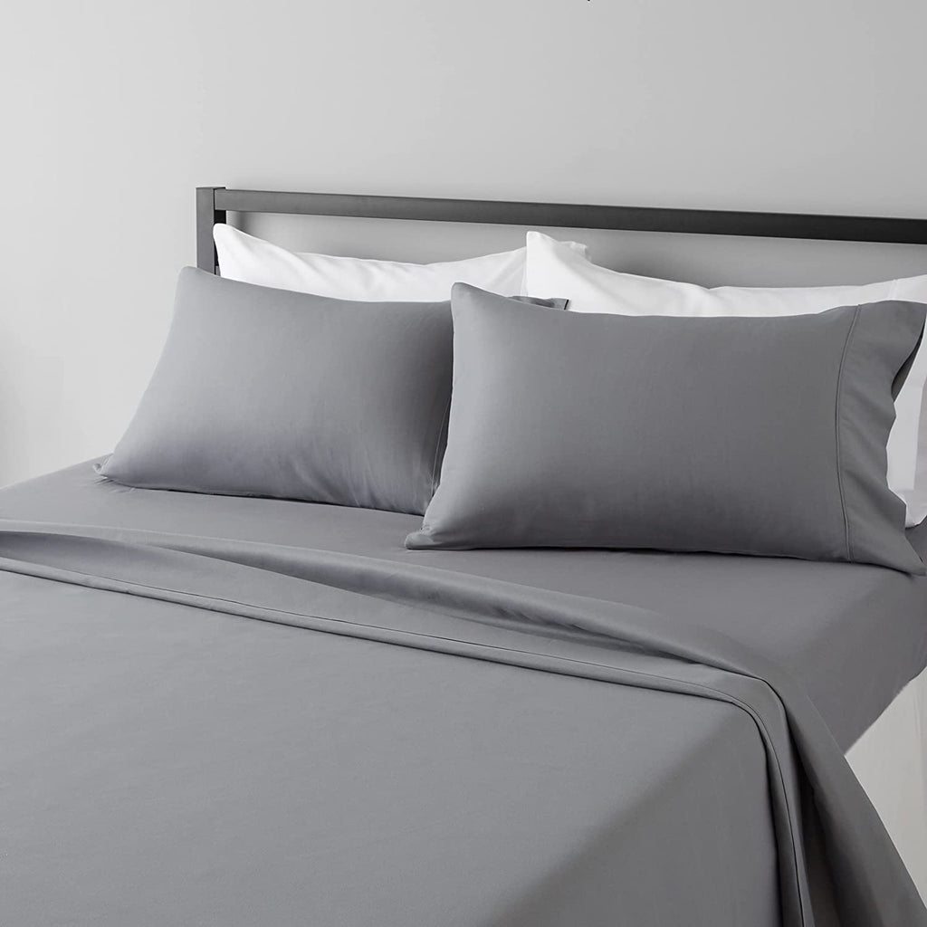 Lightweight Super Soft, Wrinkle-Free, Breathable Luxury Microfiber 4 Piece Bed Sheet Set with 14-Inch Deep Pockets, Full, Dark Gray, Solid