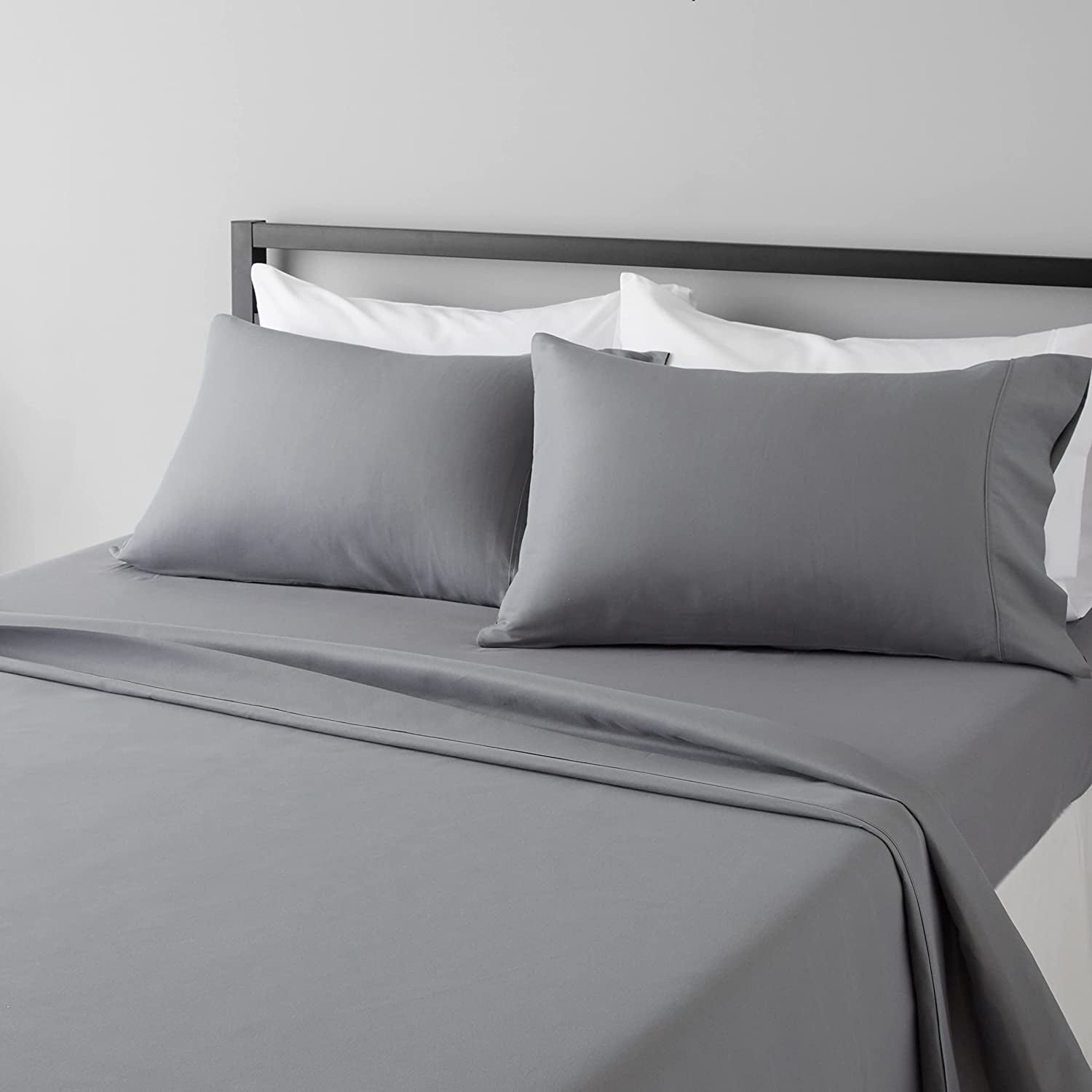Lightweight Super Soft, Wrinkle-Free, Breathable Luxury Microfiber 4 Piece Bed Sheet Set with 14-Inch Deep Pockets, Full, Dark Gray, Solid
