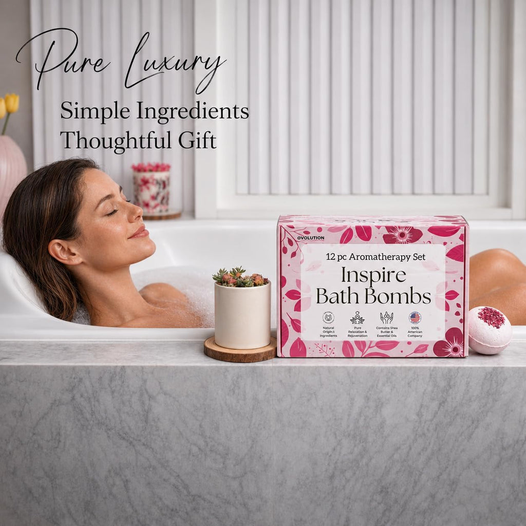 12 Inspire Bath Bombs for Women & Girls – Flower Topped Bath Bombs Girls, Fun Bathbombs Set, Organic Bath Fizzers, Luxury Gift for Mothers Day, Birthday, Christmas, Easter or Self Care