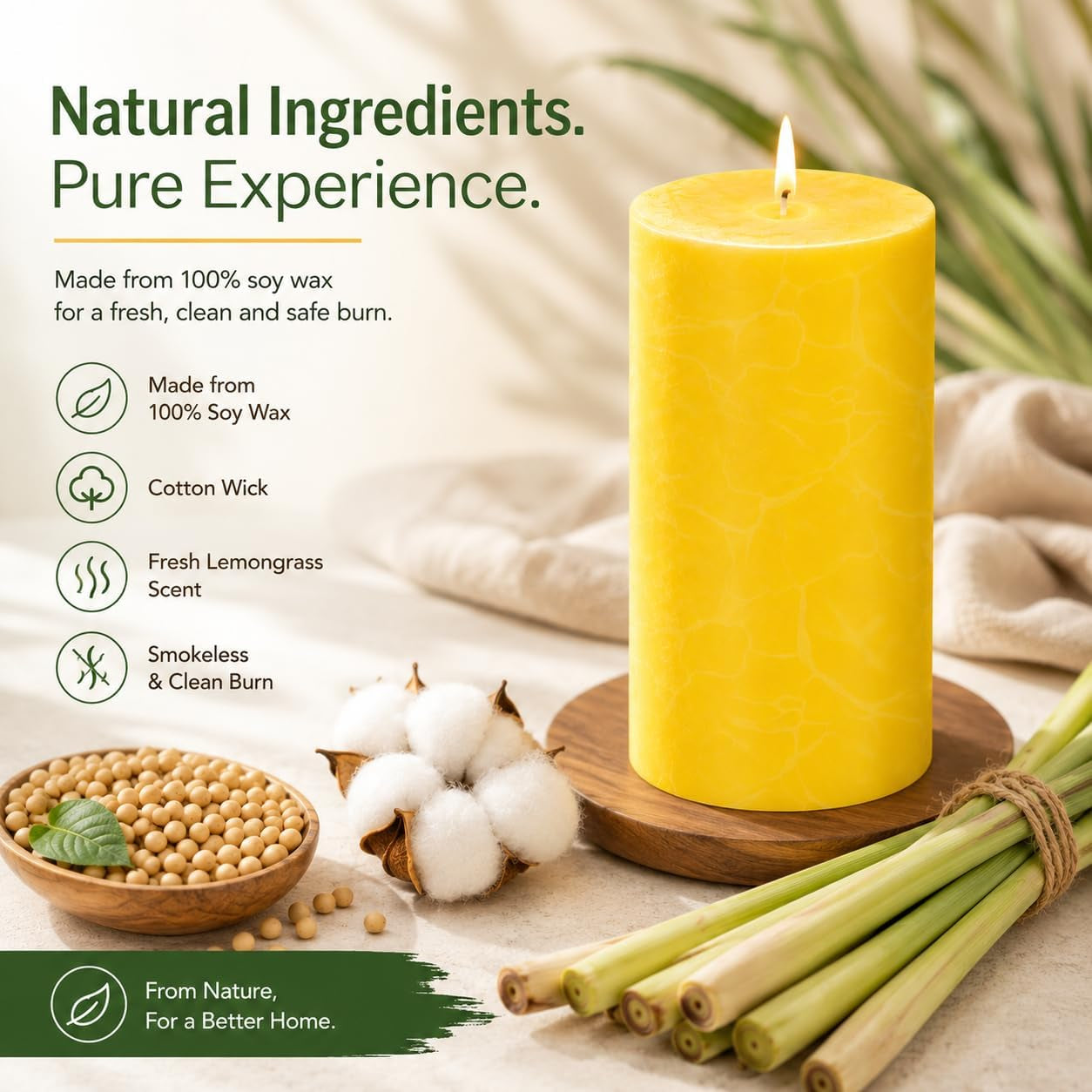 Citronella Candles Outdoor - Large Citronella Pillar Candles for Patio, 2X4 Inch, Burns up to 320 Hours, Soy Wax Candles,Backyard, Garden, Porch, Deck, Aromatherapy Candles
