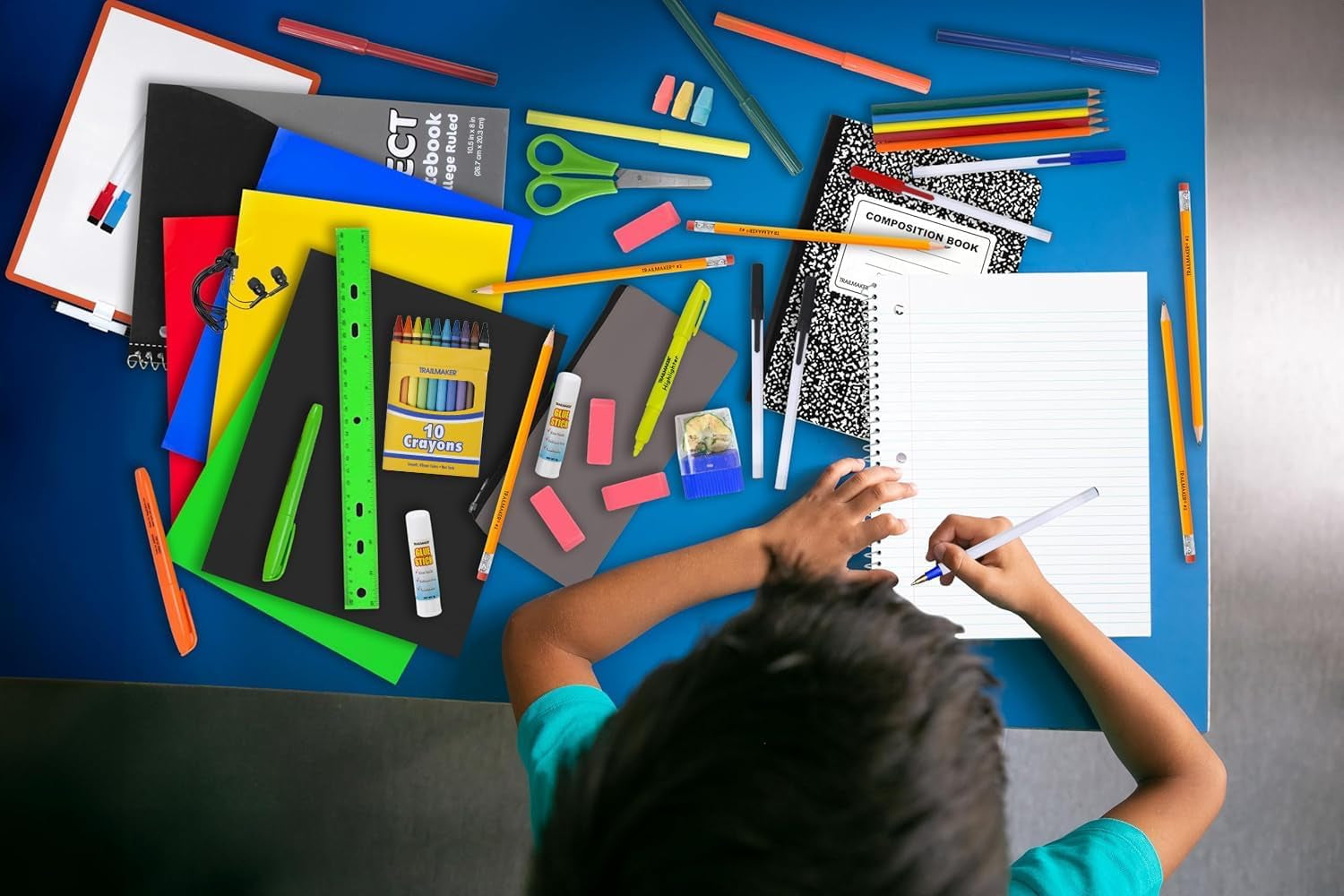 School Supplies Kit 45 Piece School Supply Kit Grades K-12 – Back to School Essentials Includes Folders Notebooks Pencils Pens and Much More!