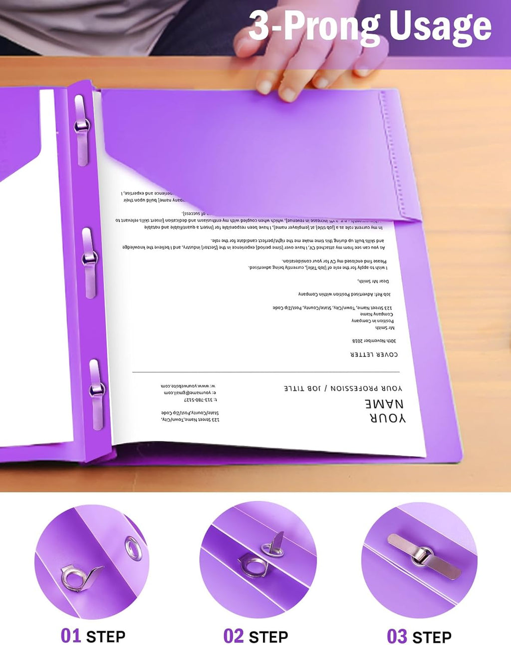 6 Folders with Pockets and Prongs, 2 Pocket 3 Prong Folder, Plastic Folders | 6 Bright Colors, Business Card Holder, Heavy Duty File Folders, for Documents, Business, Office, School Supplies