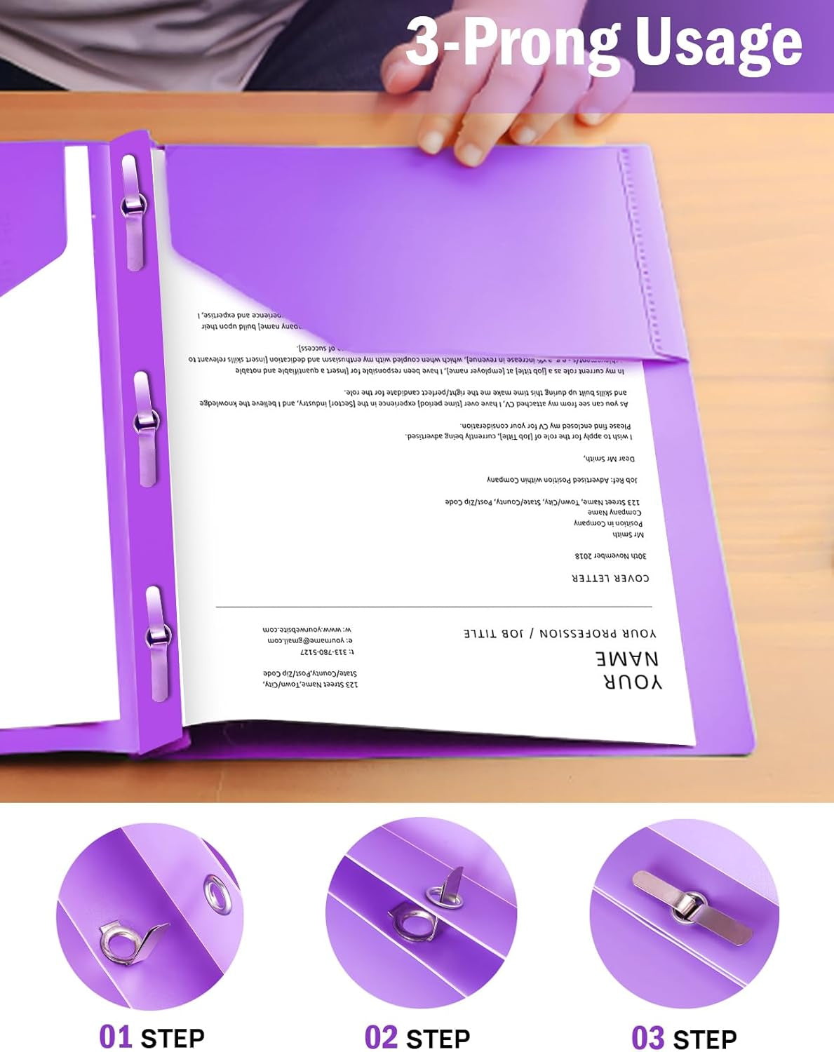 6 Folders with Pockets and Prongs, 2 Pocket 3 Prong Folder, Plastic Folders | 6 Bright Colors, Business Card Holder, Heavy Duty File Folders, for Documents, Business, Office, School Supplies