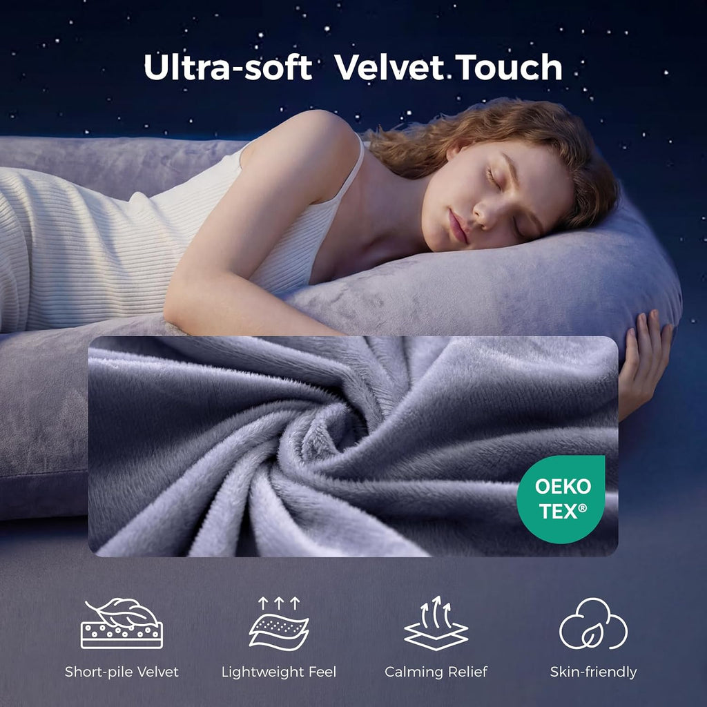 Pregnancy Pillows for Sleeping, U Shaped Full Body Maternity Pillow with Removable Cover - Support for Back, Legs, Belly, HIPS for Pregnant Women, 57 Inch Pregnancy Pillow for Women, Grey | Removable Cover, Support for Back, Legs, Belly, Hips for Pregnant Women, Side Sleeper, Pregnancy Gifts & Essentials, 57 Inch