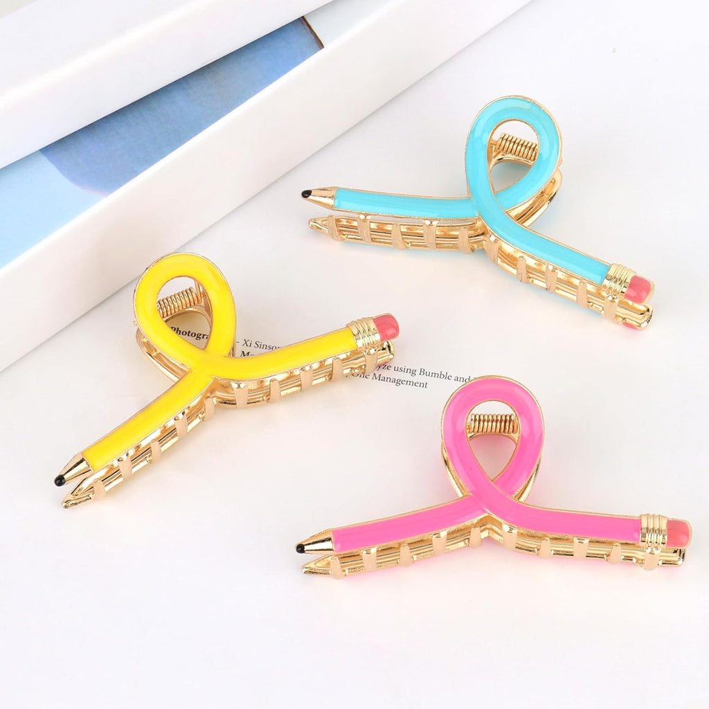 Pencil Hair Claw Clips for Women Thick Hair Clips for Teacher Gifts | Back to School Jaw Barrettes Cute Teacher Appreciation Gift Accessories Party Costume Christmas