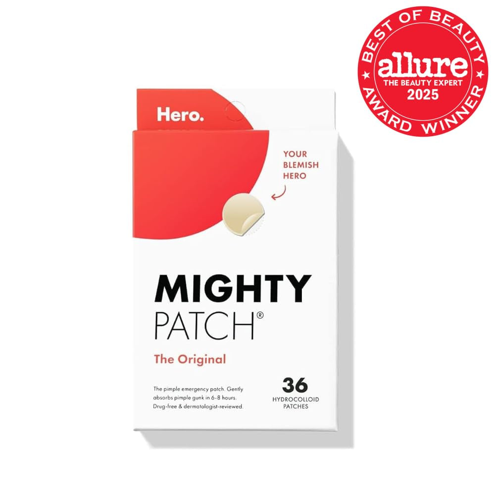 Hero Cosmetics Original Nighttime Acne Pimple Patches, 36 Ct | #1 Hydrocolloid Acne Patches, Shrinking Zits & Whiteheads in 1 Use, Spot Treatment, Pimple Stickers for Face