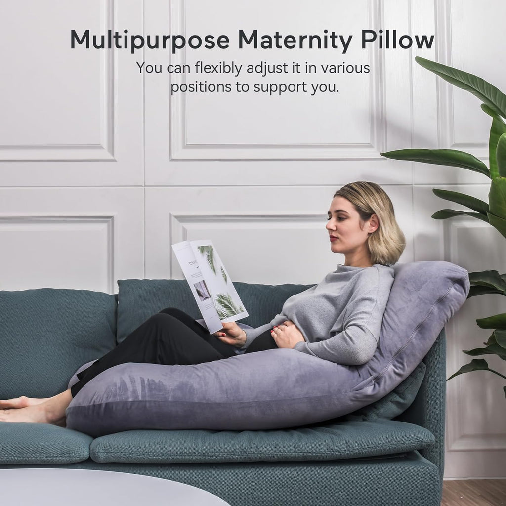 Pregnancy Pillows for Sleeping, U Shaped Full Body Maternity Pillow with Removable Cover - Support for Back, Legs, Belly, HIPS for Pregnant Women, 57 Inch Pregnancy Pillow for Women, Grey | Removable Cover, Support for Back, Legs, Belly, Hips for Pregnant Women, Side Sleeper, Pregnancy Gifts & Essentials, 57 Inch