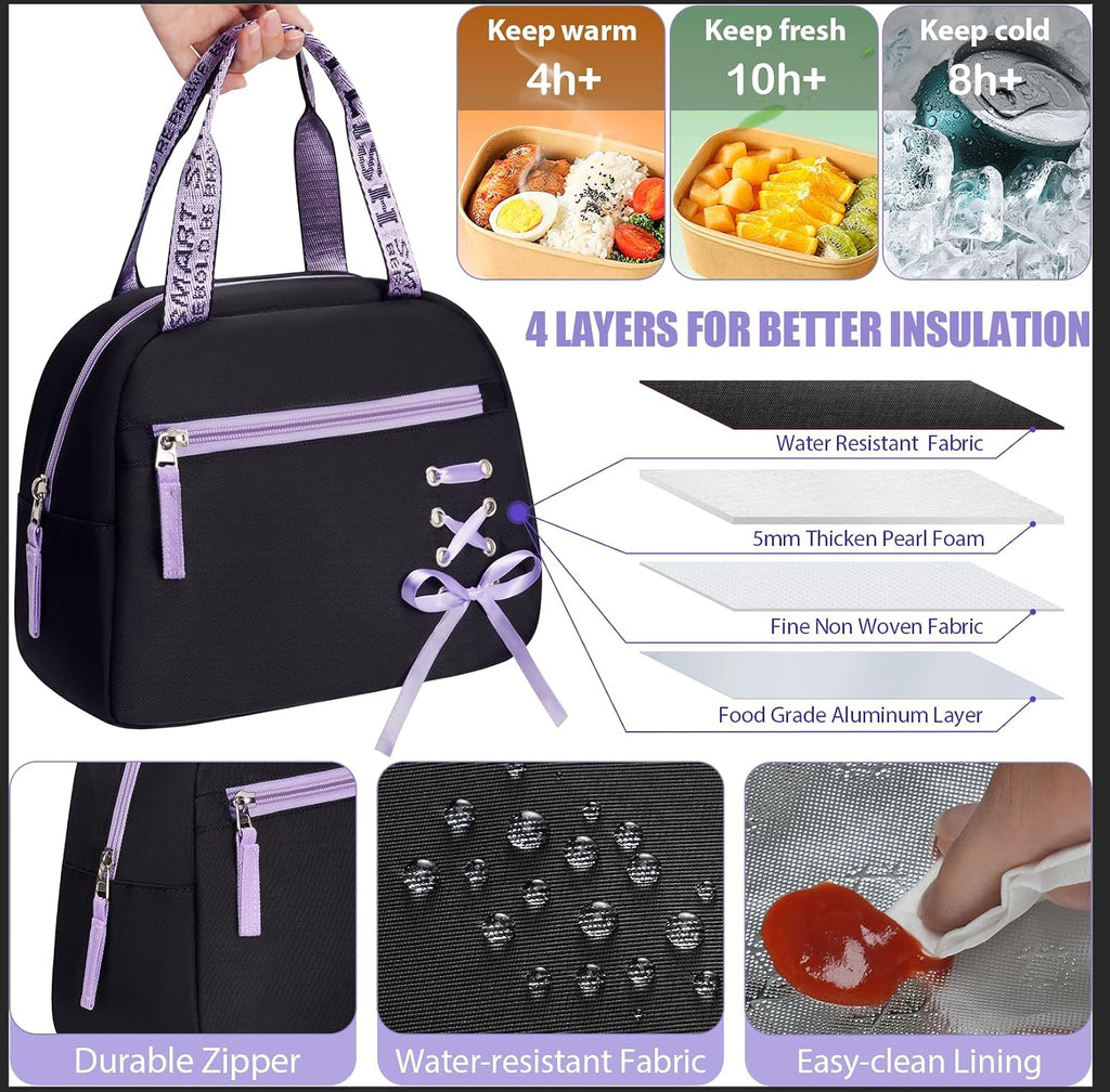 Backpack for Girls, 3 PCS Waterproof Girls Backpack with Lunch Box | W/ Pencil Case, Kid Backpacks for Teen Girl Kindergarten Elementary Middle High School Student Back to School Kid Bookbag Set