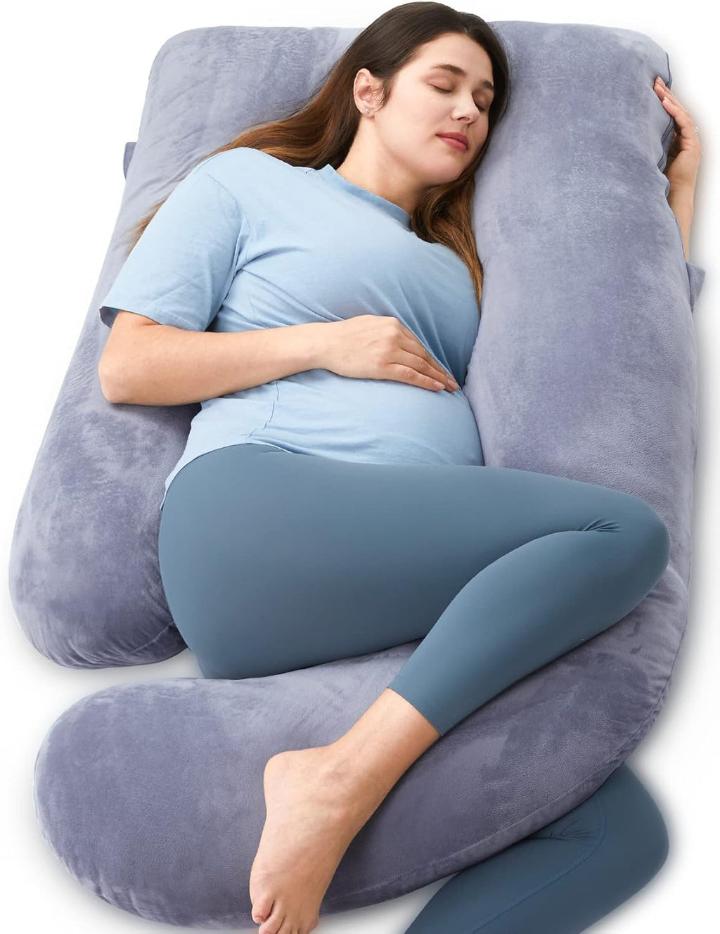 Pregnancy Pillows for Sleeping, U Shaped Full Body Maternity Pillow with Removable Cover - Support for Back, Legs, Belly, HIPS for Pregnant Women, 57 Inch Pregnancy Pillow for Women, Grey | Removable Cover, Support for Back, Legs, Belly, Hips for Pregnant Women, Side Sleeper, Pregnancy Gifts & Essentials, 57 Inch