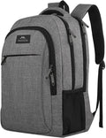 Travel Laptop Backpack, 15.6 Inch College School Computer Bag, Grey | Slim Sturdy Business Daypack, anti Theft Bookbag, Water Resistant, Gift for Men & Women, Personal Item Bag, Mochilas