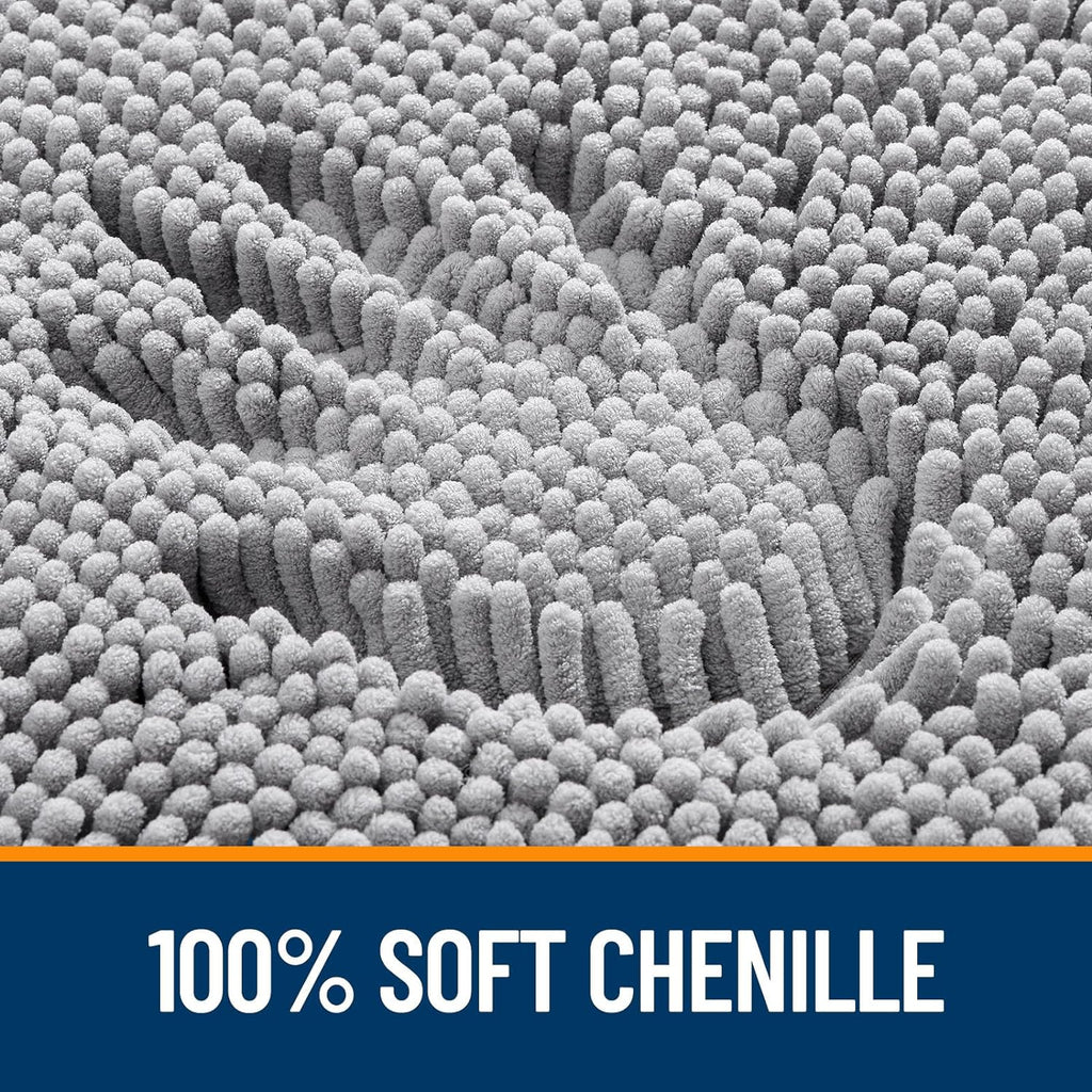 Chenille Bathroom Rugs Sets 3 Piece, 30"X20"+24"X16"+24"X20", Grey | Soft Absorbent Bath Mat and U-Shaped Contour Toilet Rug Set, Quick Dry, Machine Washable Bath Carpet, Home Decor Accessories
