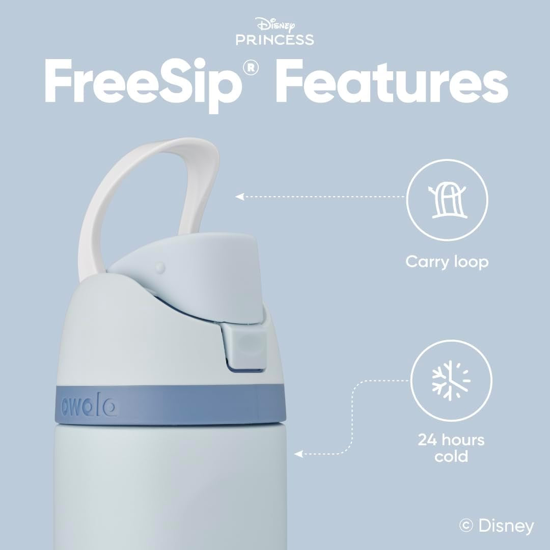 Owala Disney Princess Freesip Insulated Stainless Steel Water Bottle with Straw for Sports and Travel, Bpa-Free Sports Water Bottle, 24 Oz, Cinderella