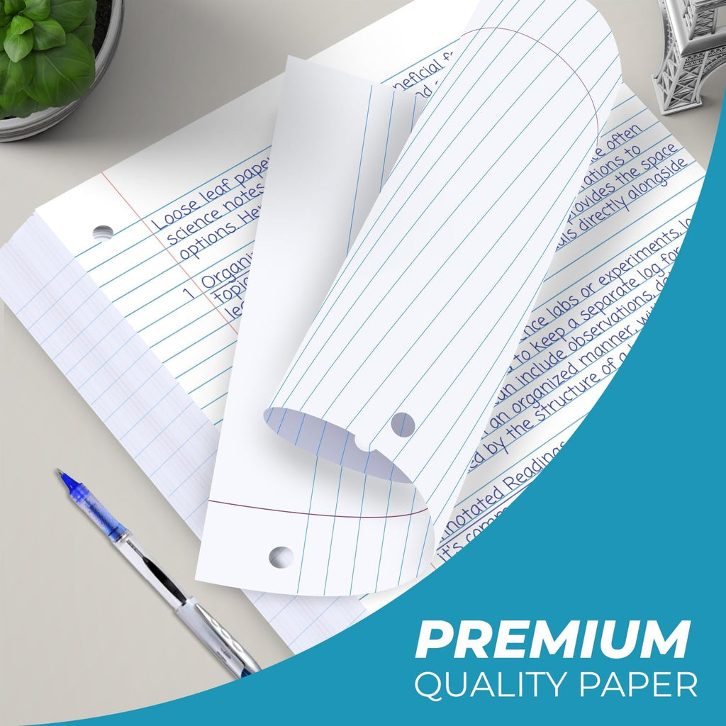 900 Sheets Loose Leaf Paper, 6 Pack, Wide Ruled Filler Paper | Bulk Office Filler Paper, 8" X 10.5", 3 Hole Punched, 150 Sheets/Pack, Wide Ruled Notebook Paper for Binder, White