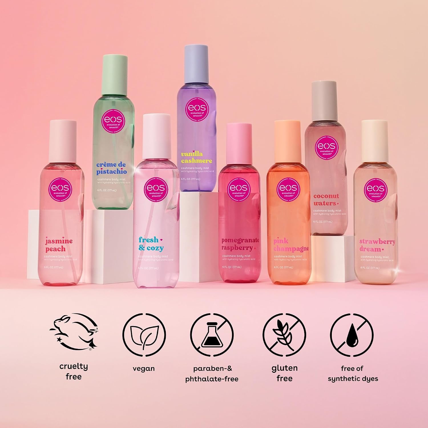 Cashmere Body Mist, Fresh & Cozy, Body Spray for Women, Hair Mist, Moisturizing, Hyaluronic Acid, Glycerin, Vegan, Cruelty-Free, 6 Fl Oz