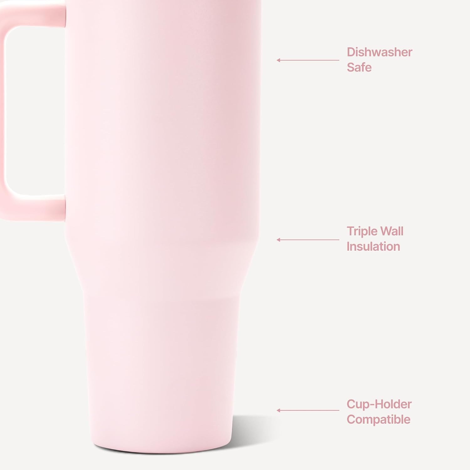 Traveler 40Oz, Insulated Tumbler with Handle & Straw, Pink Sand