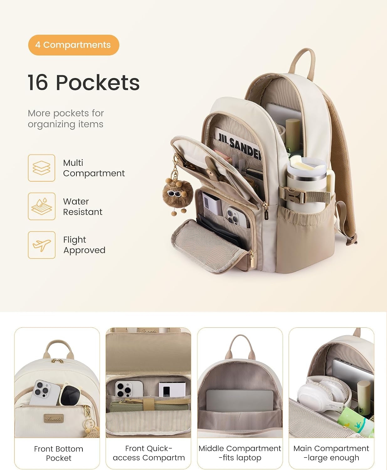 School Backpack for Girls, Bookbag with 15.6" Laptop Compartment | Cute Aesthetic Backpack with Anti-Theft Pocket & 40Oz Water Bottle Holder Lightweight Waterproof Back to School Bookbag
