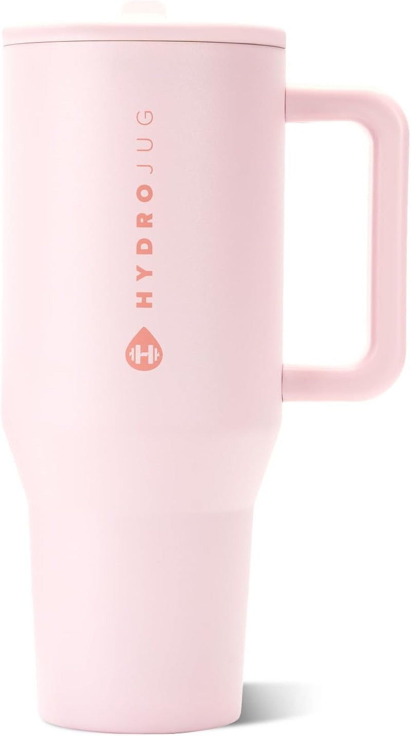 Traveler 40Oz, Insulated Tumbler with Handle & Straw, Pink Sand