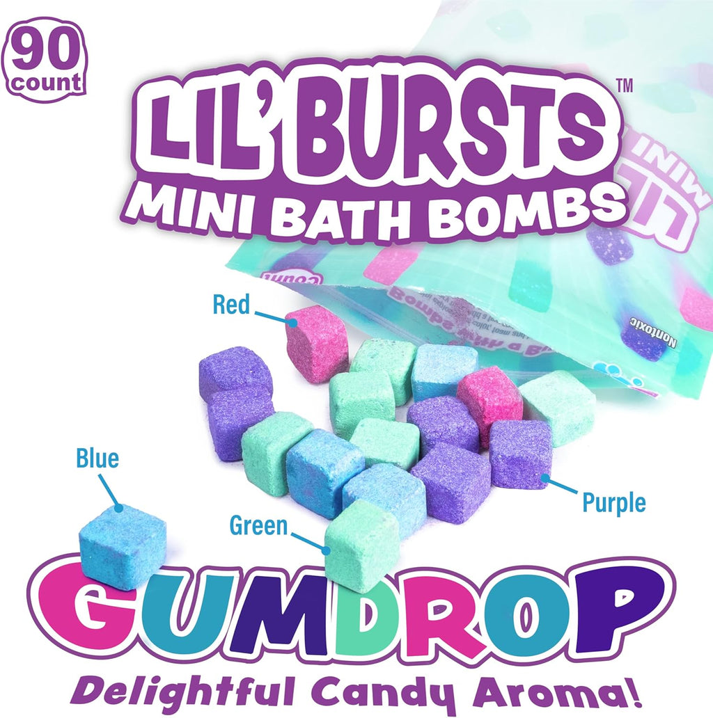 ® Lil' Bursts™ Mini Bath Bombs for Kids, 90 Count, Gumdrop | Nontoxic | Tiny Kids Bath Bombs with a Burst of Color, Foam & Bubbles | Customize Kids Bath with Fun Bath Colors | Create Tub Art