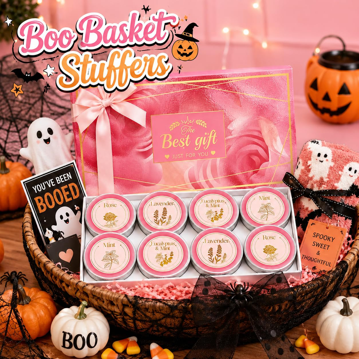 Shower Steamers Aromatherapy, Birthday Pink Gift for Women Grandma Mom Wife | Shower Bombs Natural Essential Oil Self Care SPA Relaxation, Boo Basket Chirstmas Stocking Stuffers Gift for Women Mom Wife