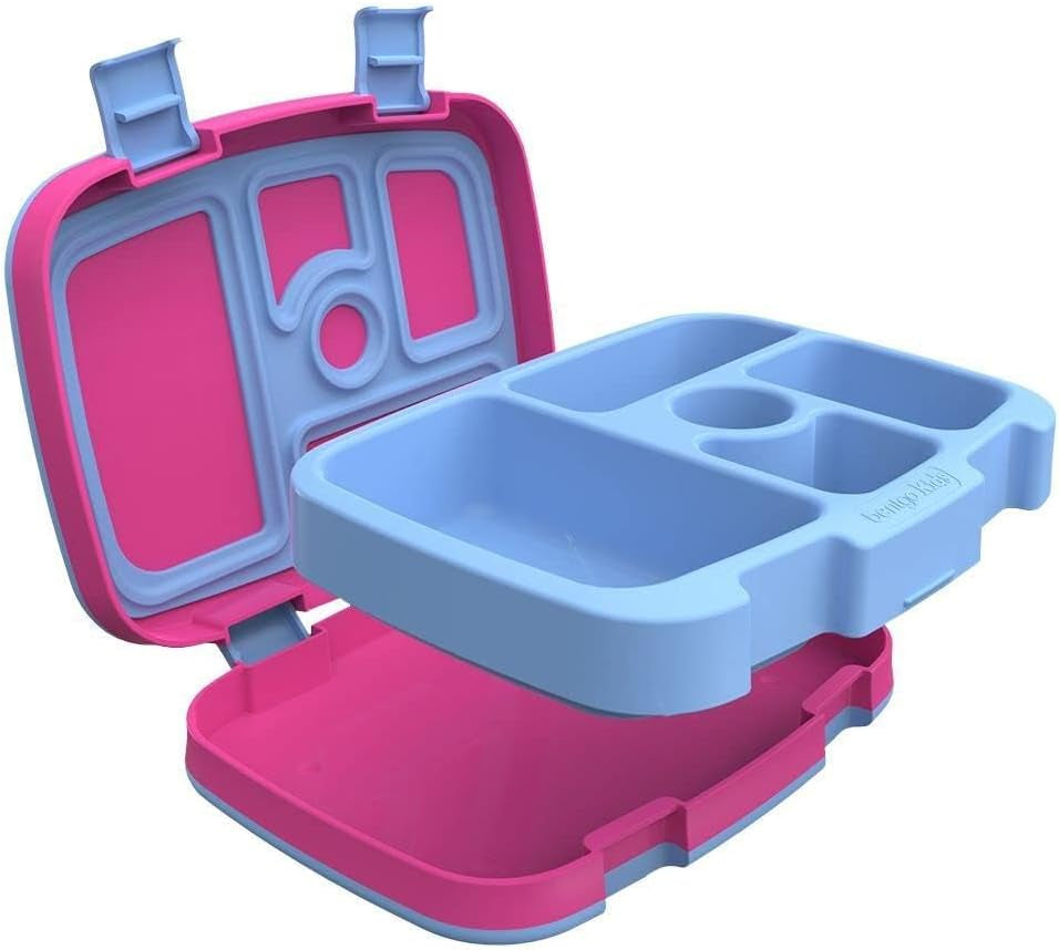 Bentgo Kids Prints Leak-Proof 5-Compartment Bento-Style Kids Lunch Box | Ideal Portion Sizes for Ages 3-7, Durable, Drop-Proof, Dishwasher Safe, PFAS & Bpa-Free Materials (Rainbows and Butterflies)